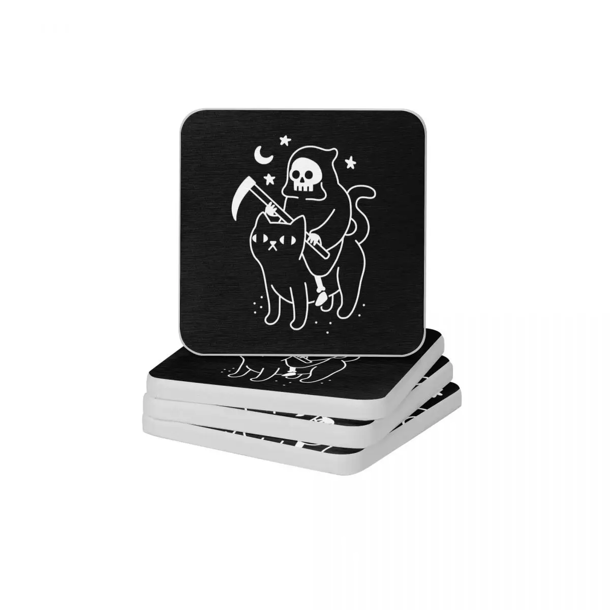 

Death Rides A Black Cat Diatomaceous Earth Square Round Coaster Water Absorption Cup Bonsai Mat Soap Toothbrush Pad Diameter 10