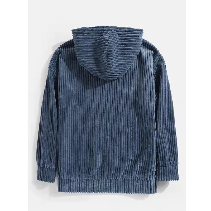 2024 пуловер для отдыха свитер с капюшоном осень зима мужской вельветовый длинным