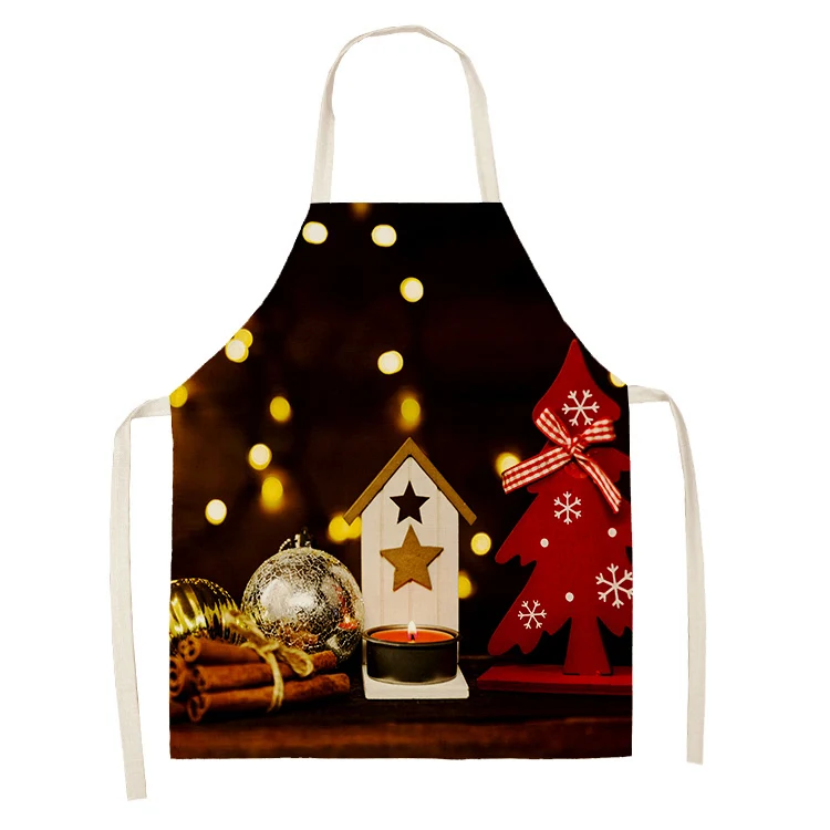 

Christmas Gift Star Snowman Pattern Cleaning Aprons 53*65cm Home Cooking Kitchen Apron Cook Wear Cotton Linen Adult Bibs 46418