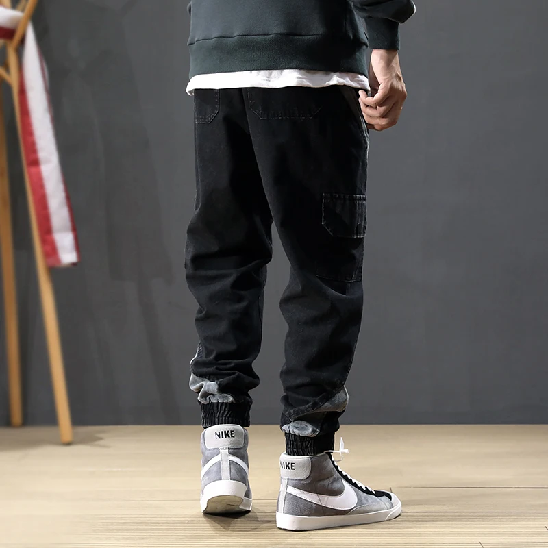 Джинсы карго мужские с множеством карманов модная уличная одежда свободные