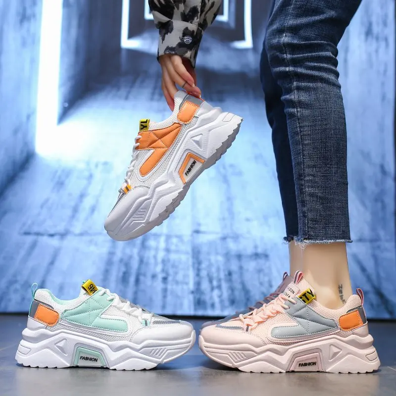 

Women's sports shoes, running shoes, 2021 new mesh breathable thick-soled shoes increase all-match student shoes