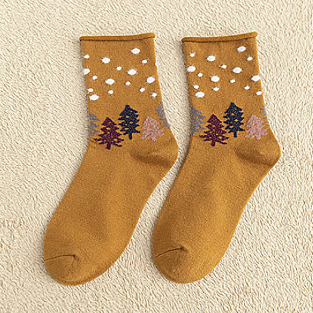 1 пара модных носков хлопковые носки средней длины повседневные рождественские в