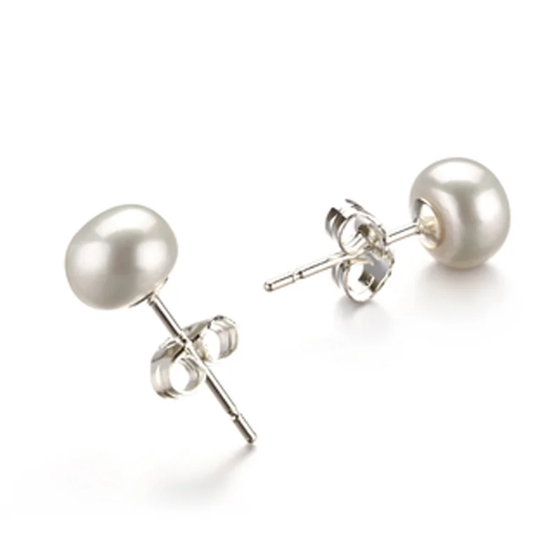 6-7 мм ААА натуральные культивированные белые серьги с пресноводным жемчугом