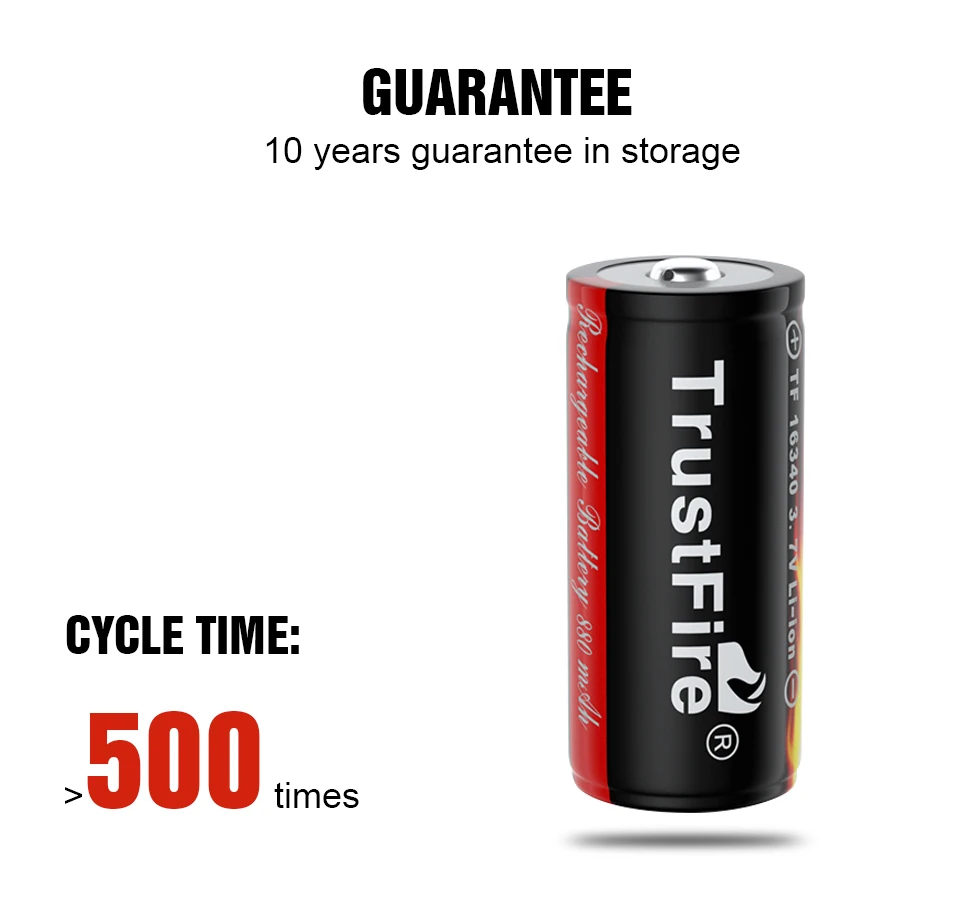 TrustFire 2-10 шт. 16340 880 мАч 3 7 в перезаряжаемая батарея с защитной печатной платой