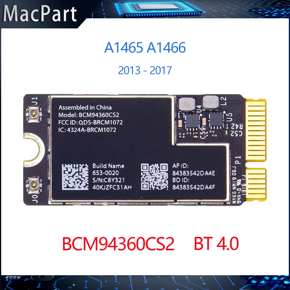 Оригинальная Wi-Fi карта BCM94360CS2 Bluetooth BT 4 0 для аэропорта 802.11ac Macbook Air A1465 A1466 2013 2014 2015 2017