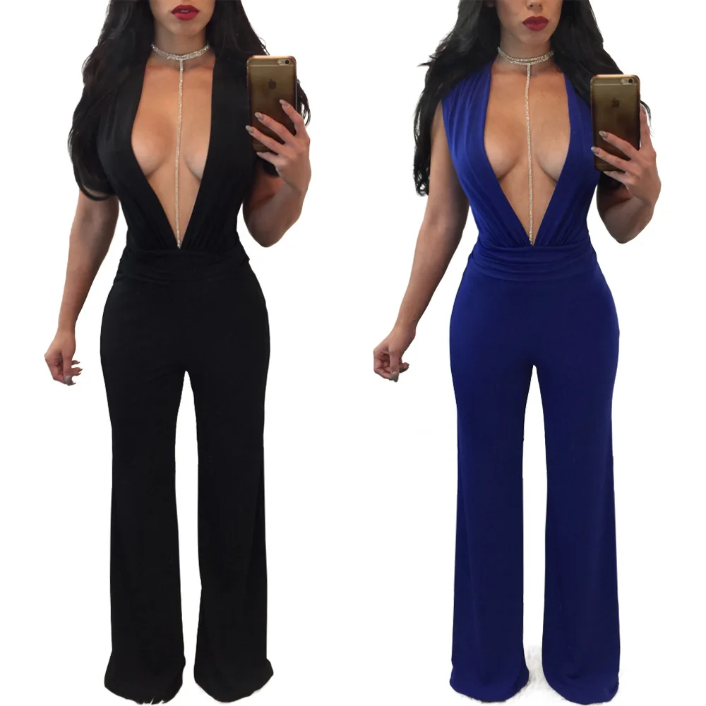 2018 Новое поступление Высокая мода Повседневный комбинезон Глубокий v образный