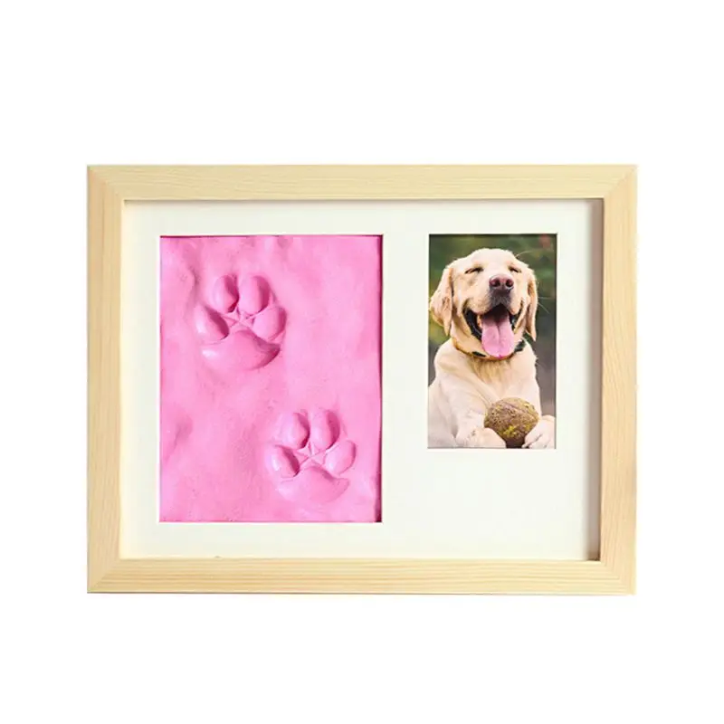 Pink Pets Paw Prints Keepsake Photo Frame Memorial Clay Imprint Kit for Dog Pet Lover - Цвет: Pink