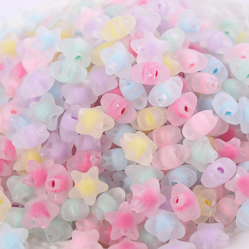 

50-200Pcs Frosted Acrylic Beads Five-Pointed Star Shape Loose Spacer Beads For Jewelry Making DIY Bracelet Necklace Accessories