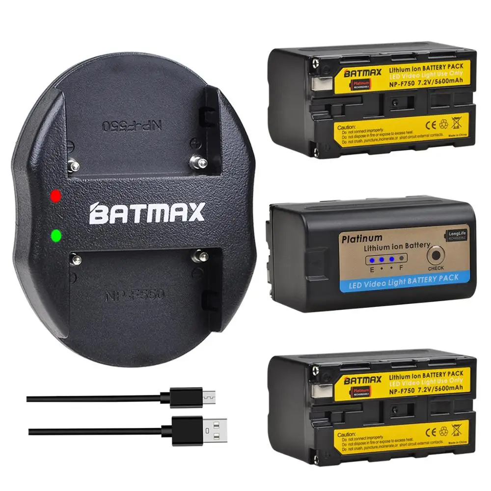 Batmax NP F750 F770 батарея с светодиодный индикатором + USB двойное зарядное устройство