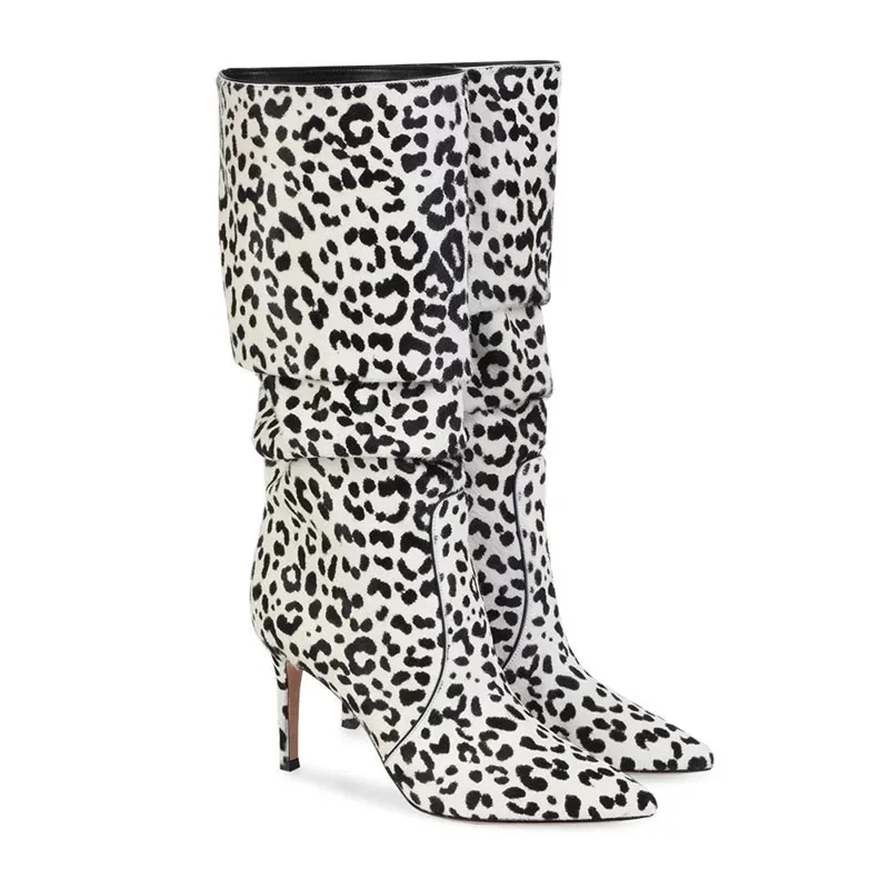 

Olomm New Fashion Women Mid Calf Boots Stiletto Heels Boots Pointed Toe Gorgeous Brown Black Pink Party Shoes Women US Size 4-13
