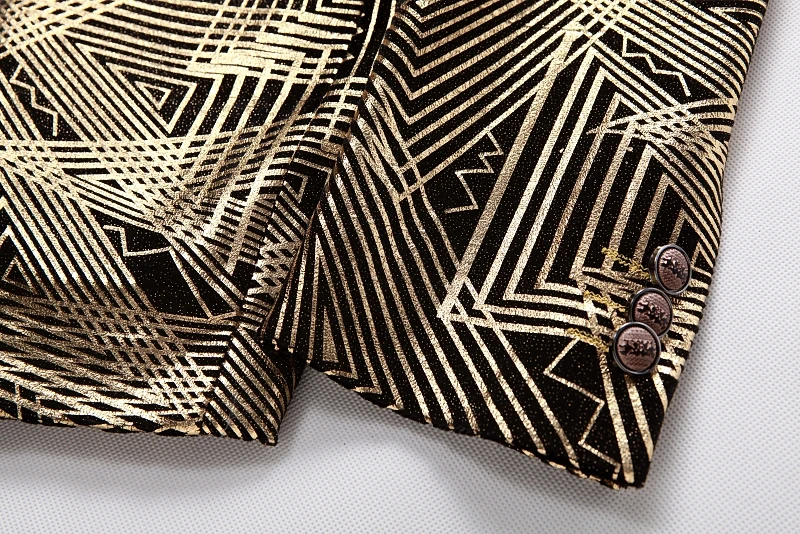 

MarKyi 2020 luxury gold striped slim fit blazers men good quality single breasted casual jacket cotton men blazer