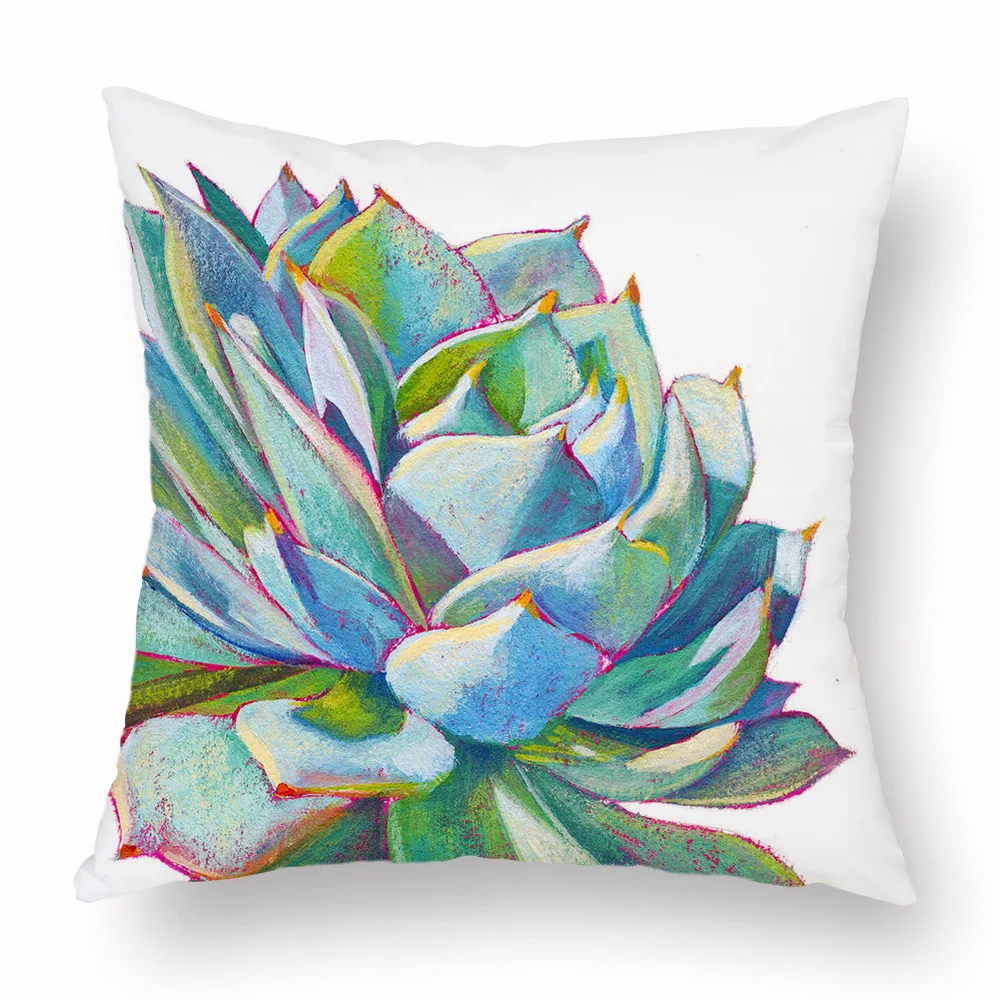 Наволочка для подушки с суккулентами зеленая наволочка дивана автомобиля