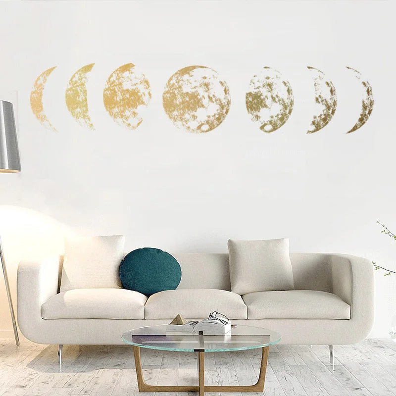 

2022 Creative Moon Phase 3D Wall Sticker Living Room Wall Decoration Mural Art Decals Decor Moon Home Wallpaper