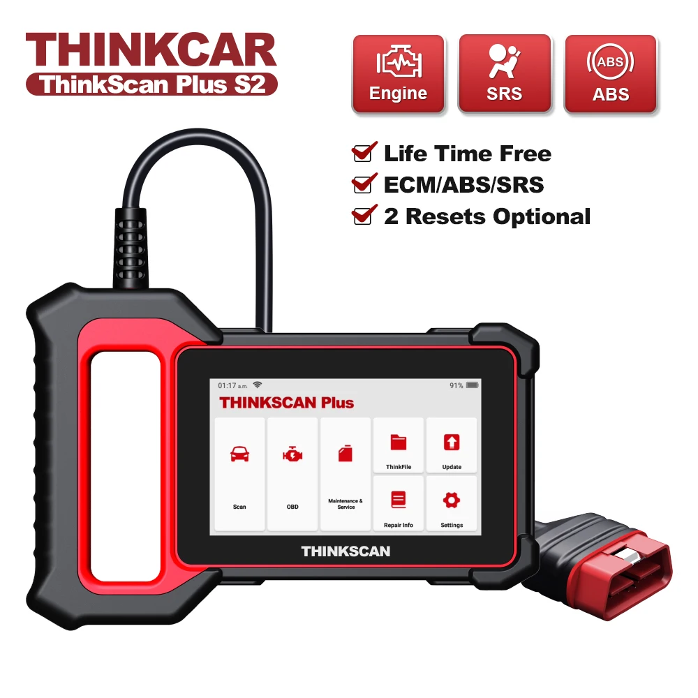 

THINKCAR Thinkscan Plus S2 OBD2 Scanner Professional Scan Tools ETS RESET Code Reader Full System Car Diagnostic Tool