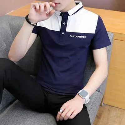

Men's embroidered Korean version of the trend of self-cultivation cotton clothes shirt collar tide brand Paul t-shirt
