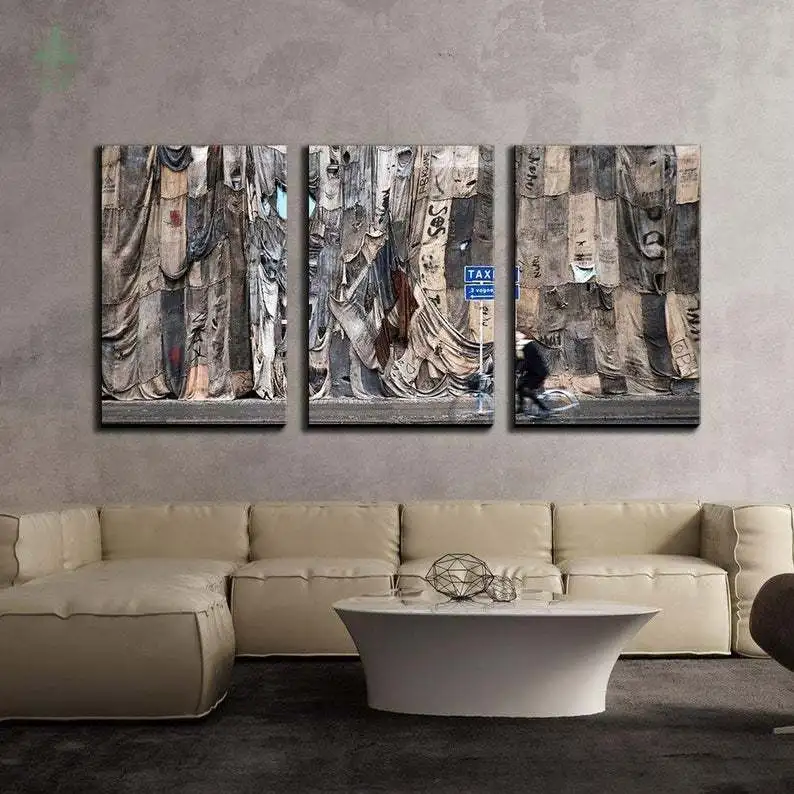 

3 Piece Canvas Wall Art Taxi Sign On The Street Modern Home Decor