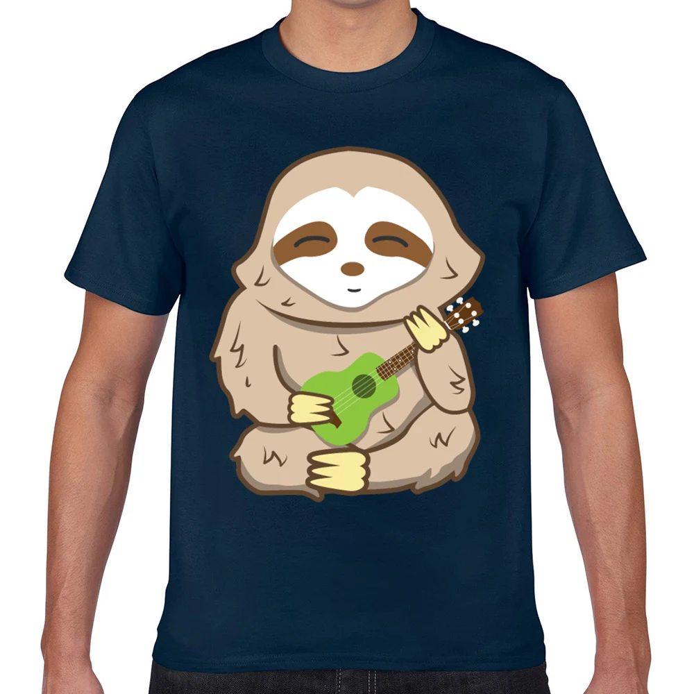 Футболка мужская с забавным белым принтом тенниска надписью Ленивец играющих на