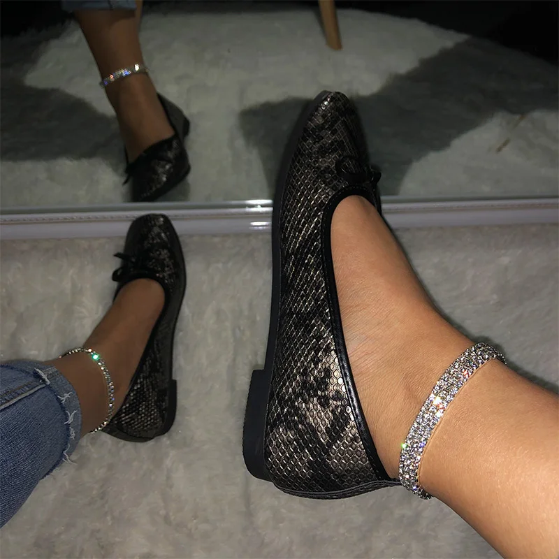 Женские туфли на плоской подошве из ПУ кожи без застежки|Обувь каблука| |