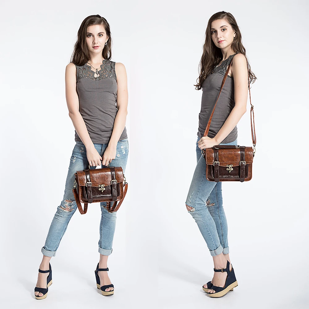 

ECOSUSI New 11' Bag for Women PU Leather Handbags Briefcase Classic Mori Girl Leisure Portable Women Messenger Bags Preppy Style