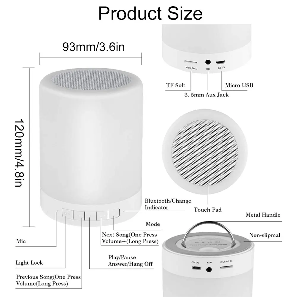 

Touch Bedside Lamp LED Mood Light with Bluetooth Speaker Touch Control Dimmable Multicolour for Bedroom Living Room Color Change