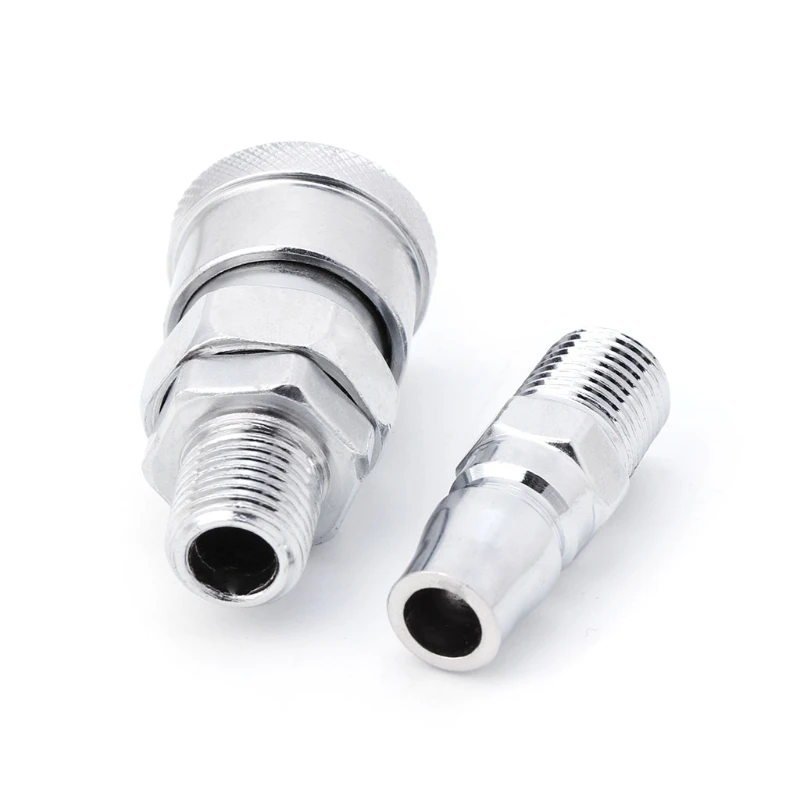 2 Pcs Pneumatic Parts Euro Air Line Hose Compressor Connector Quick Release 1/4" BSP Male Thread Coupler Fitting | Обустройство
