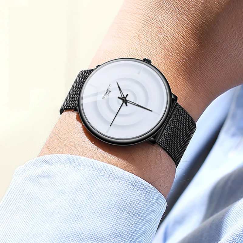 

Reloj Hombre Minimalist Men Watches Mesh Simple Casual Fashion Clocks Band Gift Business Stainless Belt Watches For Men