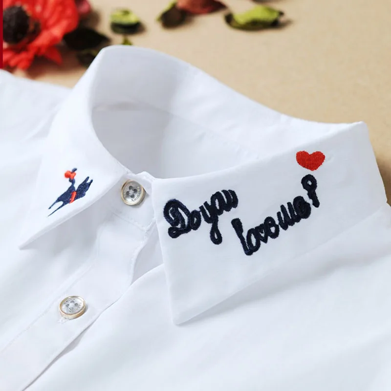 

Cute Embroidery Fake Collar Women Detachable Collars For Women Sweater Top Vintage White Ladies False Collar Lapel Half Shirt