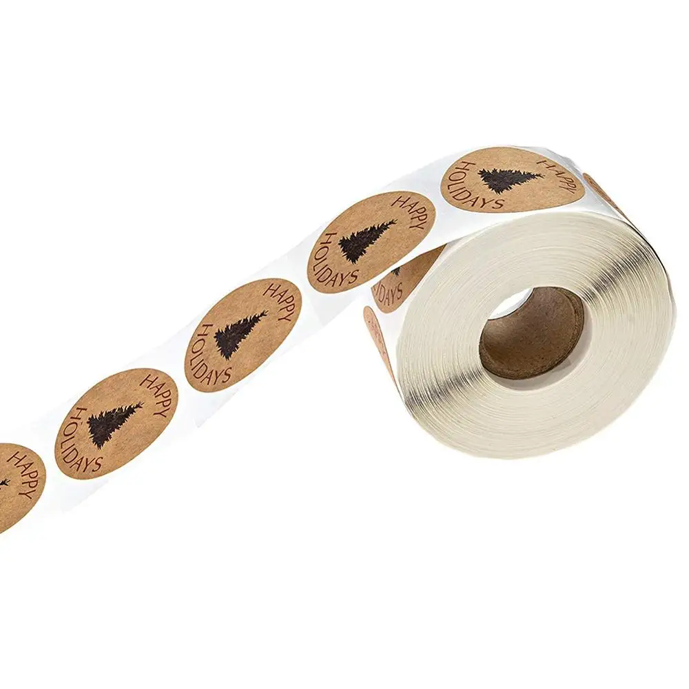 500Pcs Christmas Stickers Happy Holidays with Single Black Tree Sticke for Gift Packaging Baking Labels | Дом и сад