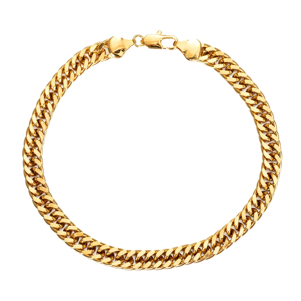 

Wide 7mm Cuban Link Chain Gold Color Anklet, Thick 9 10 11 inches Ankle Bracelet for Women Men Waterproof