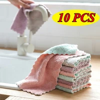 10pcs kitchen cleaning rag double sided dish washing cloth strong absorbent scouring pad dry and wet kitchen towel