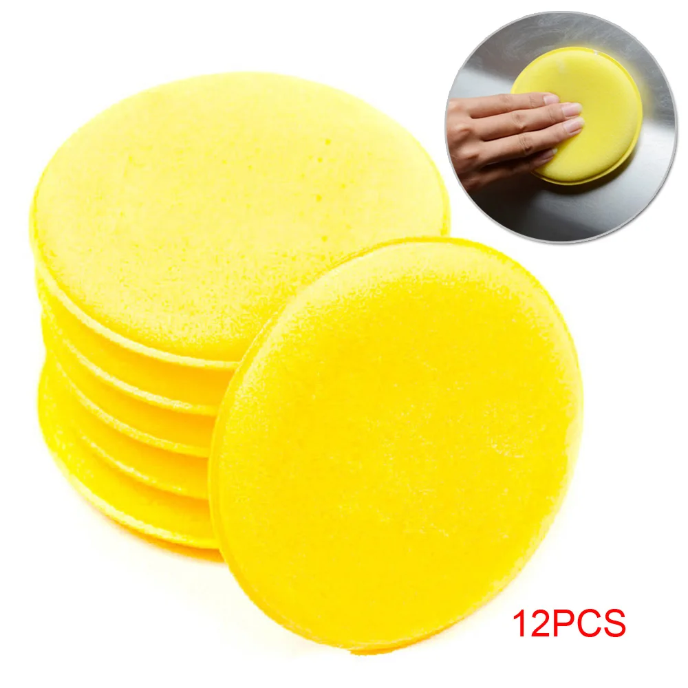 

Pad Car Foam Sponge Auto Buffing Detailing Microfiber Yellow 12pcs Equipment Waxing Polishing Practical Useful