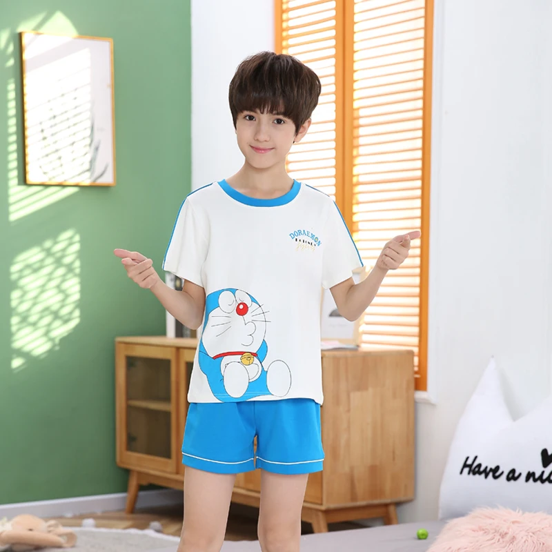 2020 летняя хлопковая детская пижама комплект с короткими рукавами и шортами