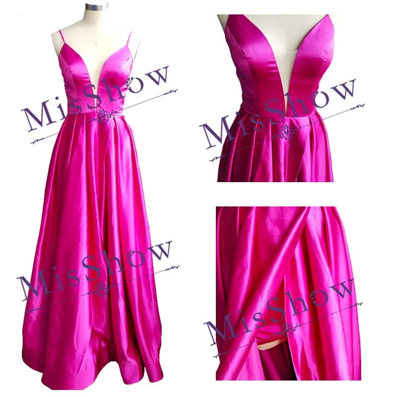 Платье женское вечернее атласное с V-образным вырезом Длинное Зеленое Формальное