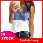 Женская трикотажная блузка без рукавов, однотонная, с V-образным вырезом, в стиле пэчворк, лето размера плюс
