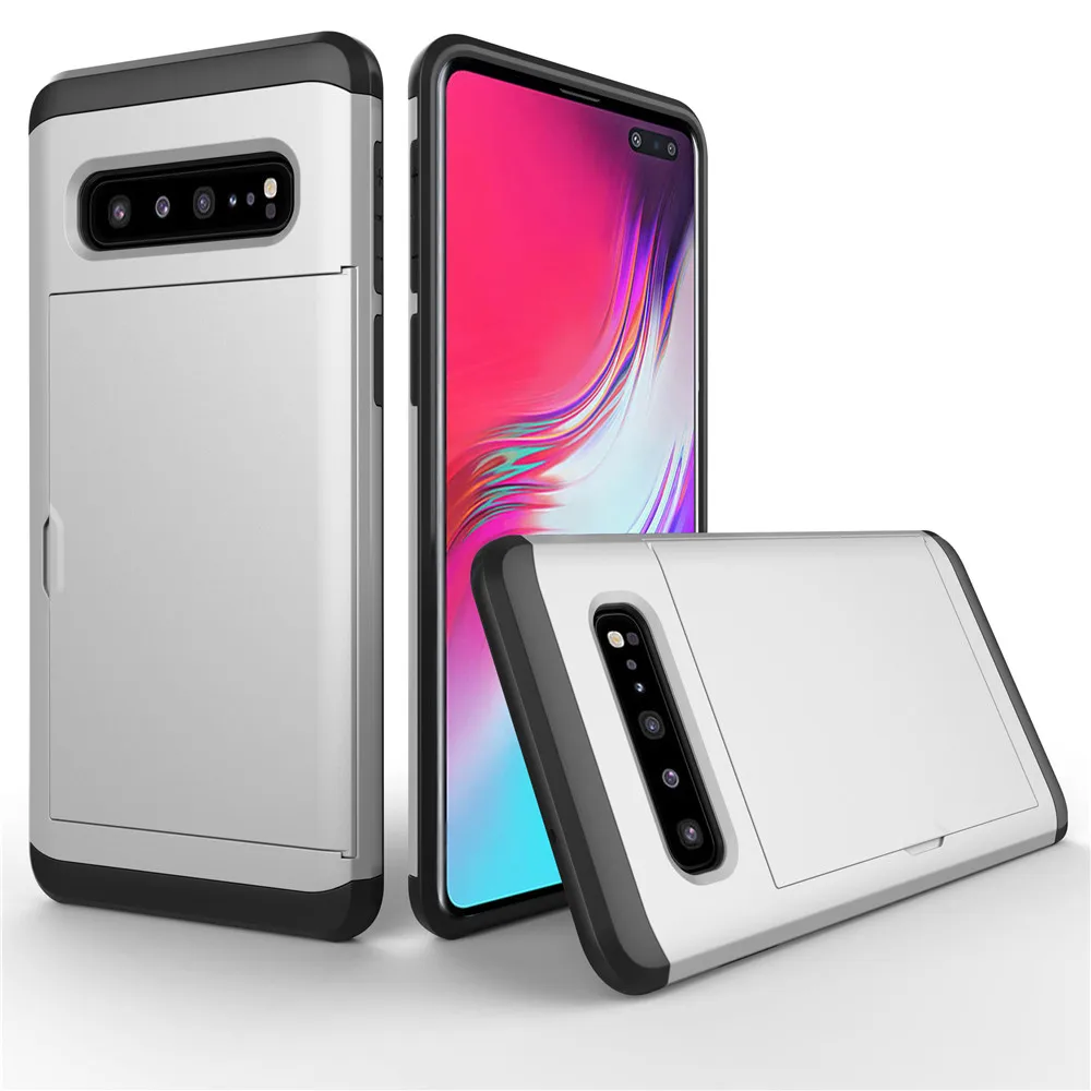 Silver VRSDES деловой чехол для телефона для samsung Galaxy S10 S10E S10 Plus S9 S8 S7 скользящий защитный чехол с отделениями для карт чехол для samsung Note 9 8 - Цвет: Silver