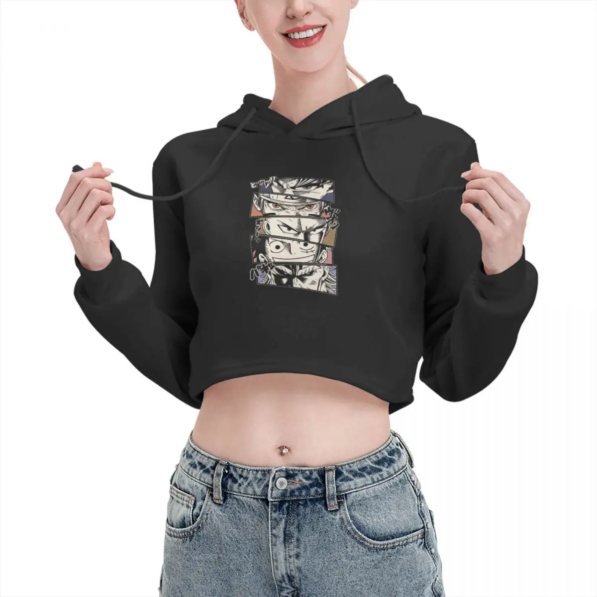

Anime Harajuku Kawaii Fashion Print sweater 00s Women Crop Top One Hero Open navel cat ear sweater Tops Streetwear