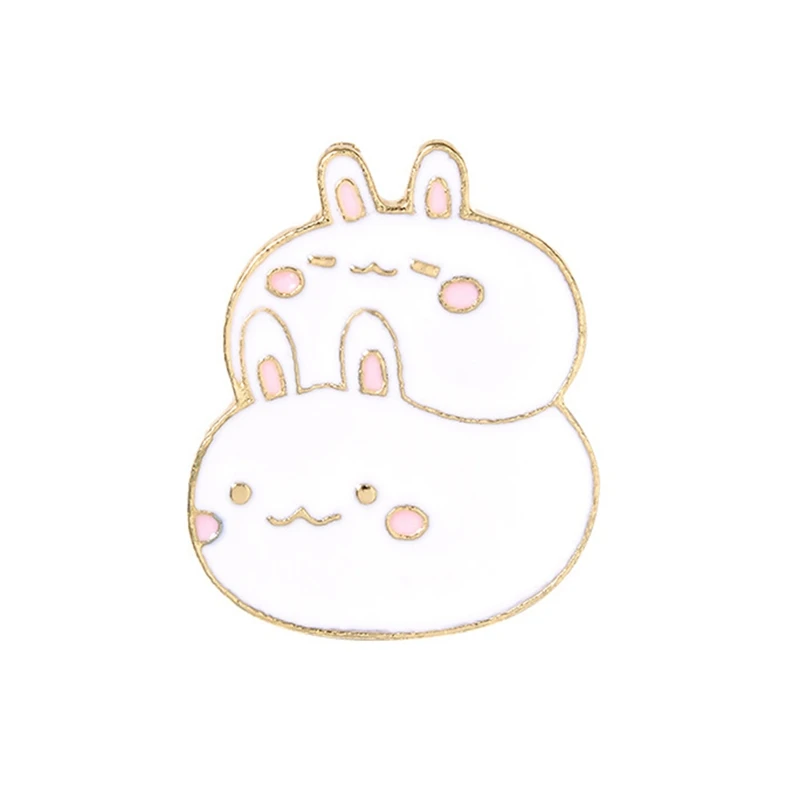 

Fat Rabbit Enamel Pins Cute Stacked Rabbits Brooch Lapel Pin Shirt Bag Badge Cartoon Animal Jewelry Gift For Kids Friends