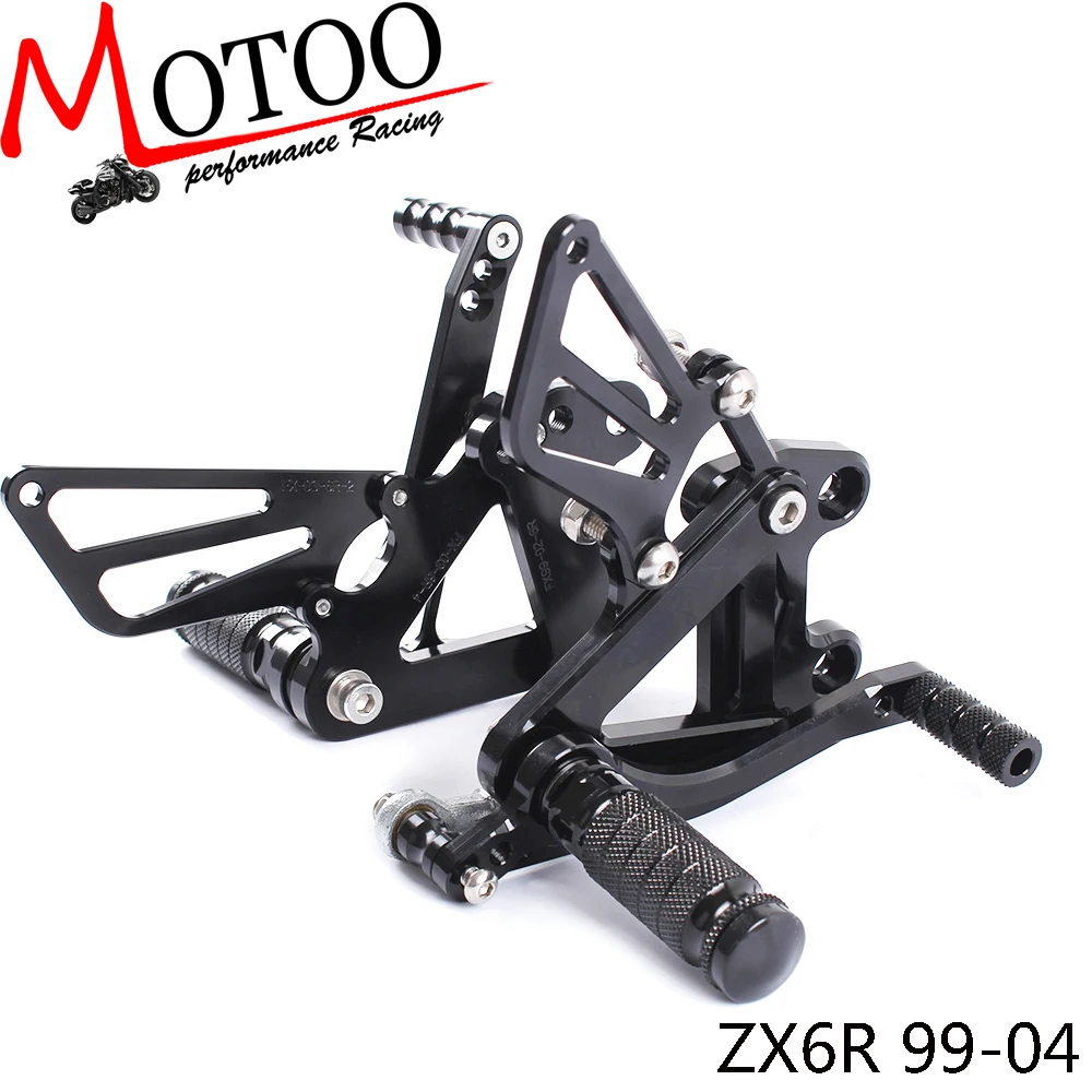 Full CNC Aluminum Motorcycle Adjustable footrest footpeg pedal Rearsets Rear Sets Foot Pegs For KAWASAKI ZX6R ZX-6R 1999-2002