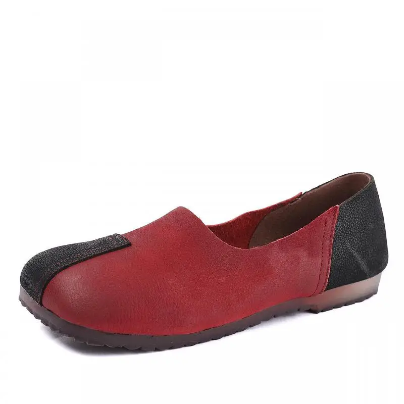 

Johnature Mixed Colors Women Shoes Genuine Leather Flats Retro 2021 New Autumn Square Toe Slip-on Shallow Handmade Ladies Shoes