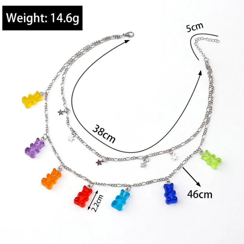 

Candy Color Gummy Mini Bear Necklaces Pendants for Women Christmas Gifts New Collare Star Chocker Necklace Jewelry Bijoux Femme