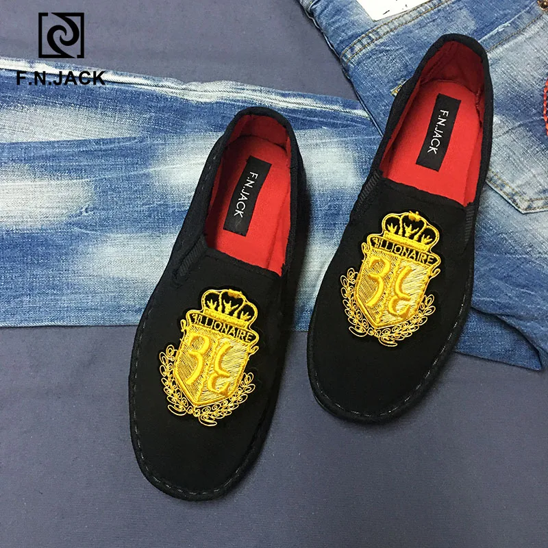 

F.N.JACK New Black shoes Canvas Smart casual men flats Mens Sneakers Slip on shoes men Tenis masculino adulto Zapatos de hombre