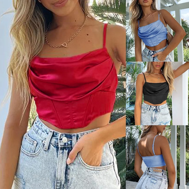 

Casual Tank Top Women Ribbed Stretchy Summer Corset Crop Tops Off Shoulder Sexy Vest Sexy Crop Tops Slim Tops