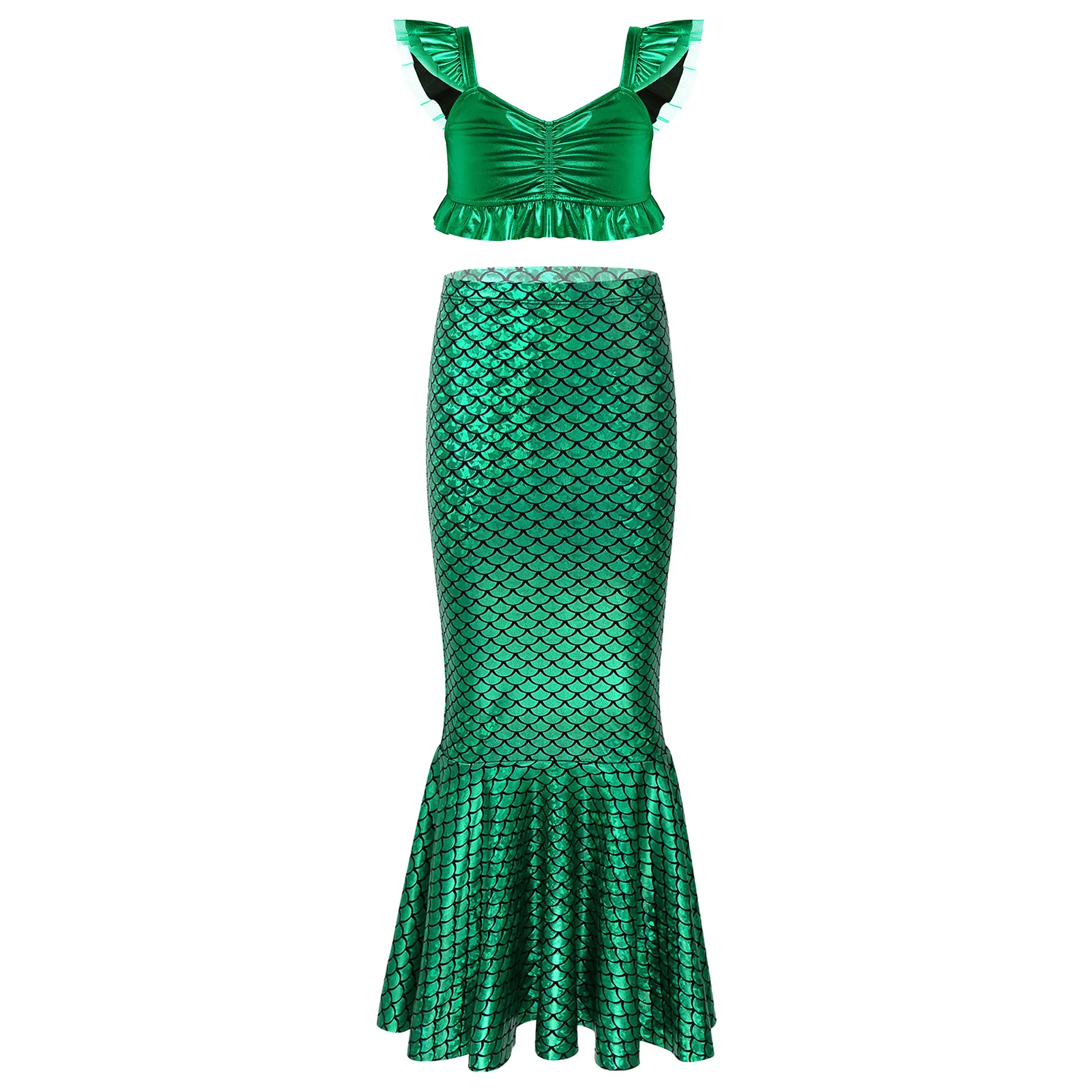 Для маленьких девочек набор русалки для топ с рыбьей чешуи одеяло хвост Юбка