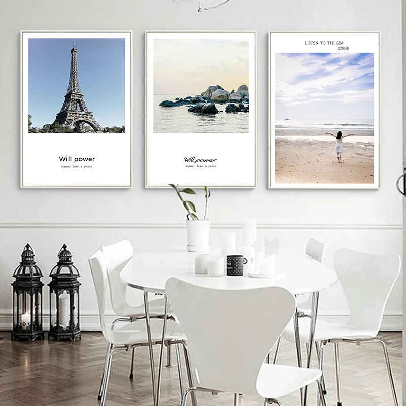 Скандинавские пары башня побережье скала море пейзаж живопись холст постеры и