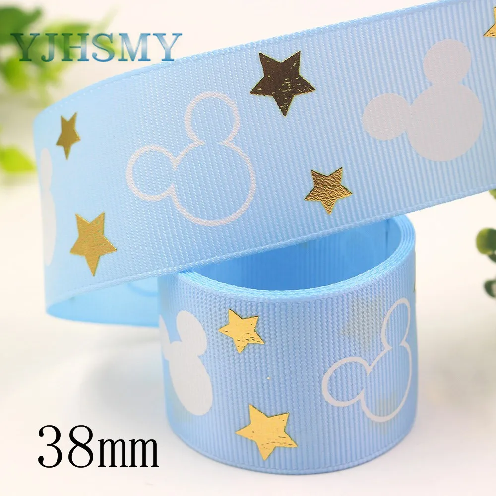 

YJHSMY I-191121-2550,38 мм, 10 ярдов бронзовые ленты с мультяшным принтом, одежда с бантиком, аксессуары DIY