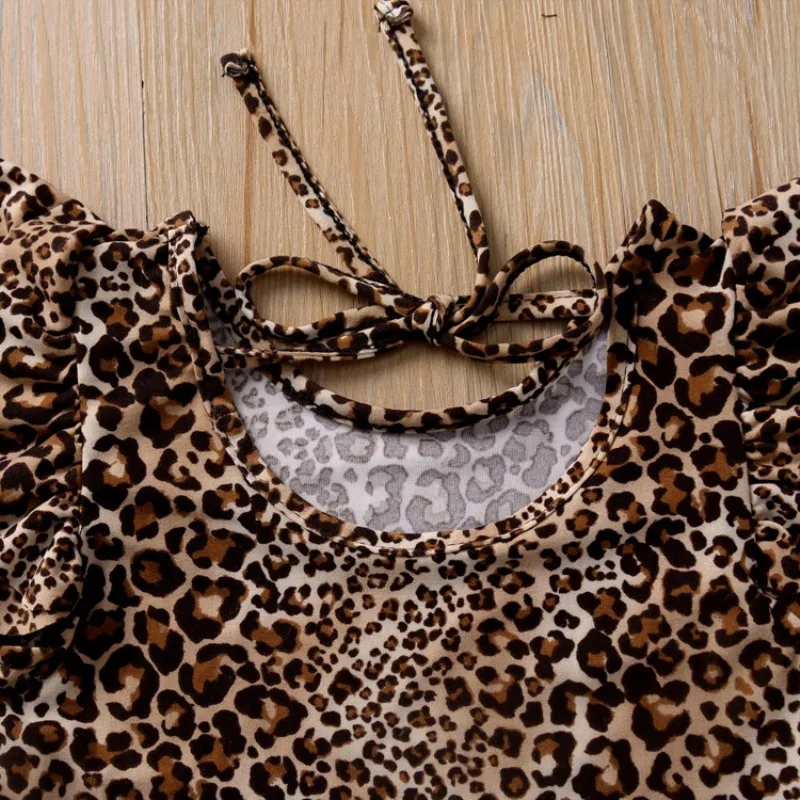 Летняя одежда для маленьких девочек леопардовая футболка на бретельках +