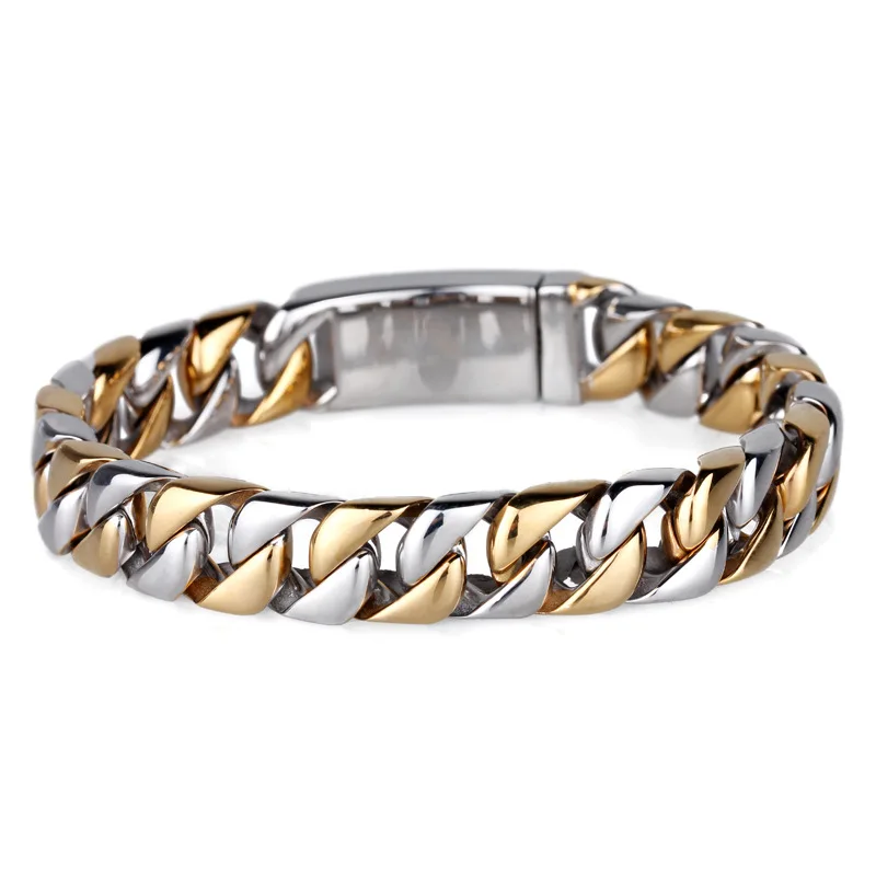

Men's Stainless Steel Bracelet Women Titanium Steel Jewelry Two Tone Glod and Silver Color