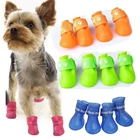 Ботинки для собак, 4 шт.компл., разноцветные, из полиуретана, силикагеля, водонепроницаемые, Нескользящие
