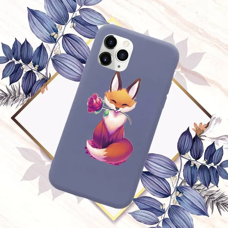 

Fox cartoon animal sly Phone Case Candy Color for iPhone 6 7 8 11 12 s mini pro X XS XR MAX Plus