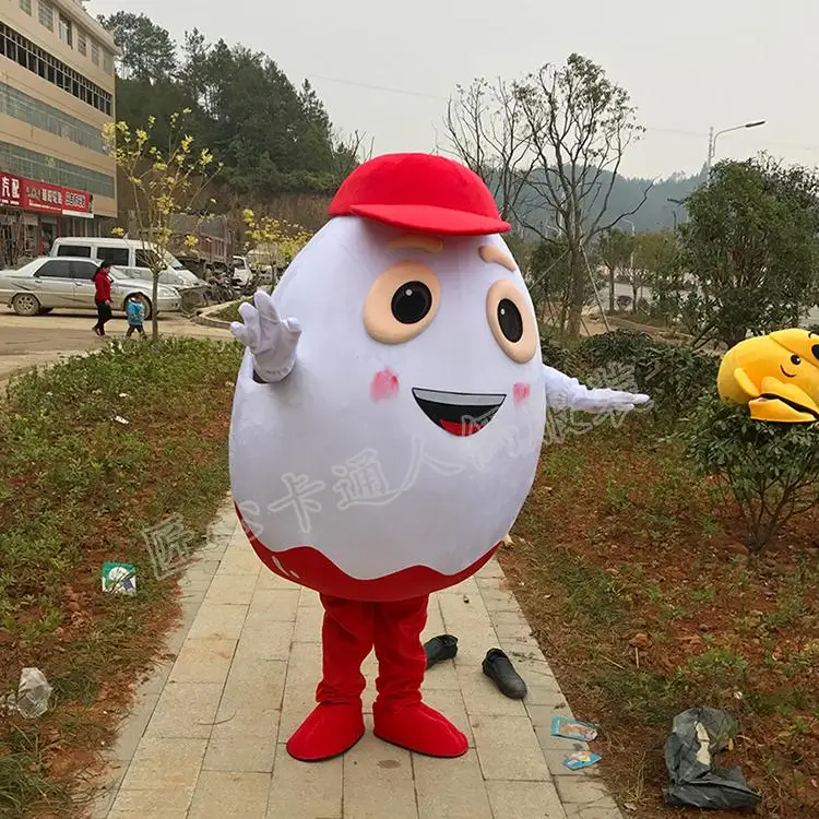 Customise White Egg Mascot Costumes with Red Hat Halloween for Sale Free Shipping | Тематическая одежда и униформа